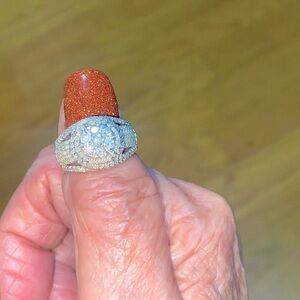 NWT Natural 1 full Carat Diamond Cocktail Ring platinum over sterling size 6